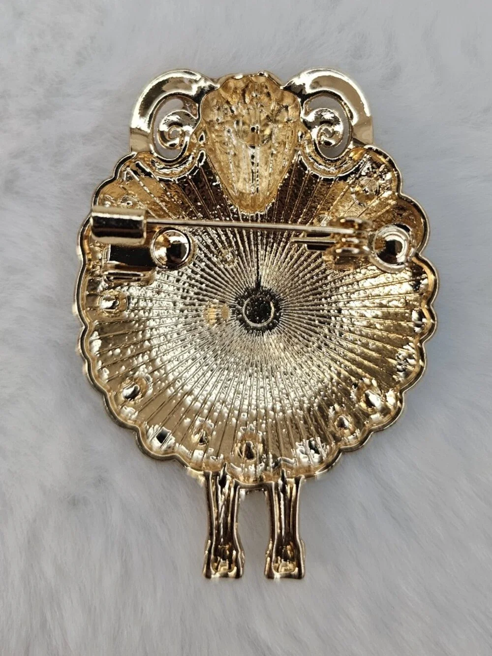 Blue Floral Sheep Brooch Pin with Crystal Accents